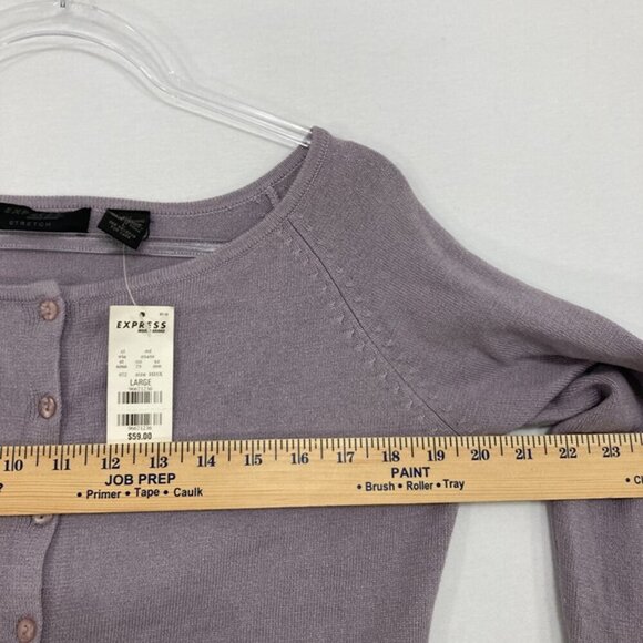NWT Vintage Express Large Purple Gray Silk Cashmere Blend Button Cardigan - Picture 6 of 9